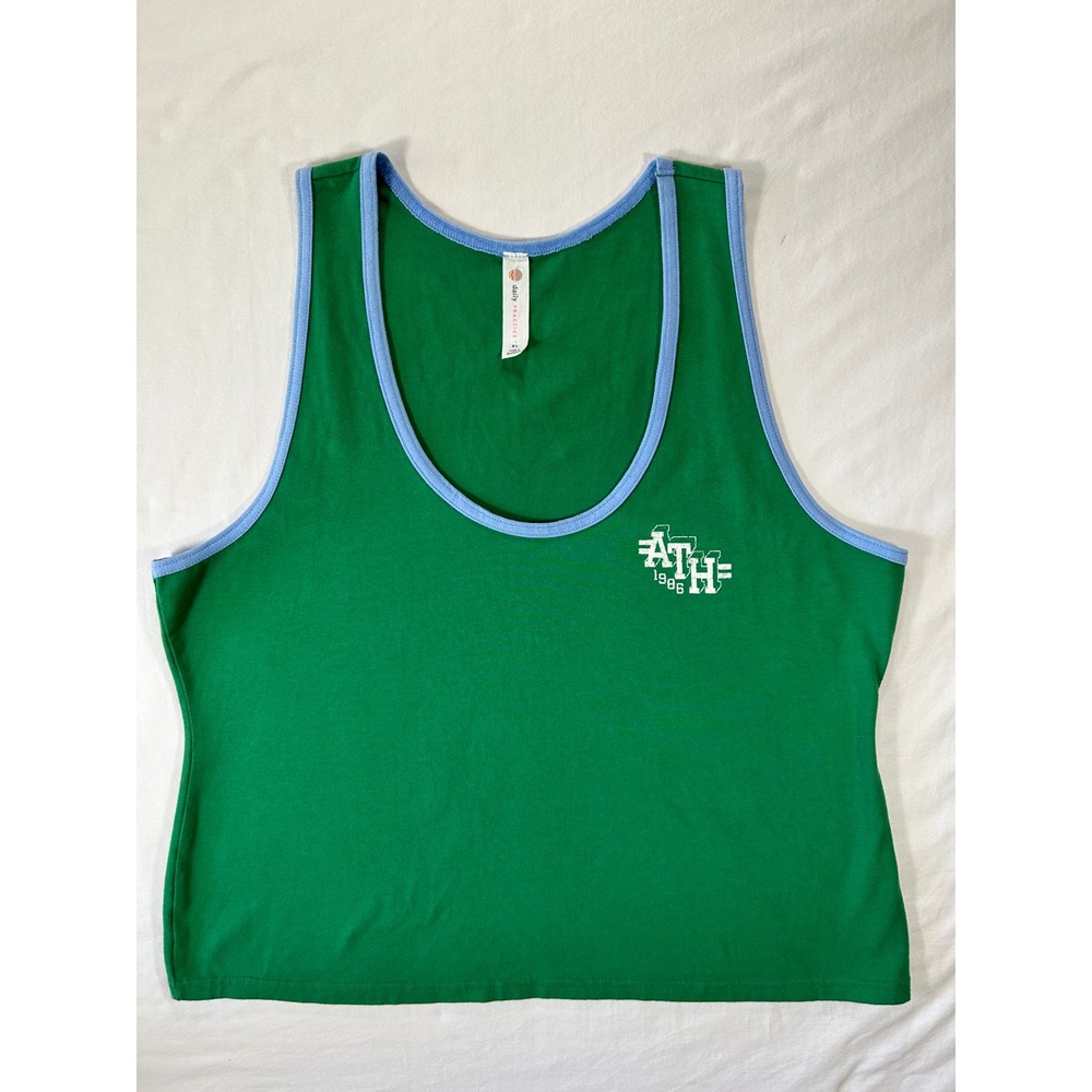 Daily Practice by Anthropologie Green Ringer Tank Top ATH 1986 Graphic XL Womens
